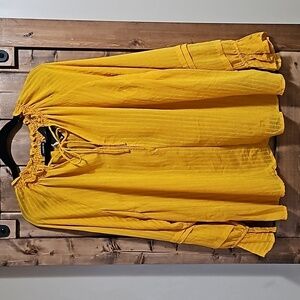 Torrid Yellow Stripe Boho Peasant Top Size L/12 NWT